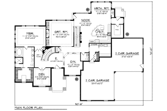 Floor Plan - Main Floor for European House Plan #70-960 - 4 bed, 3.5 bath