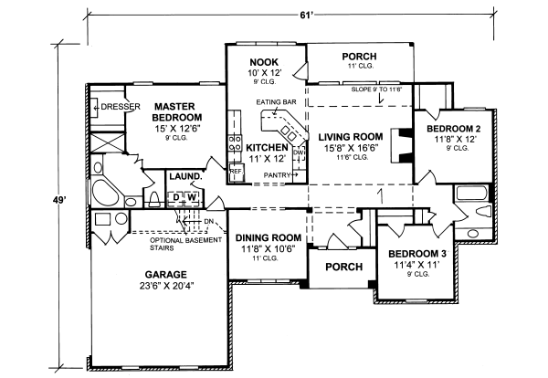 House Design - Traditional Floor Plan - Main Floor Plan #20-338