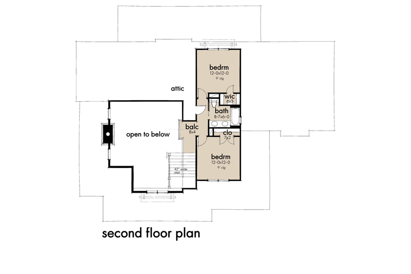 House Blueprint - Floor Plan - Upper Floor for Farmhouse House Plan #120-261 - 3 bed, 2.5 bath