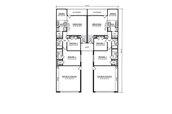 Floor Plan - Main Floor for Traditional House Plan #42-375 - 2 bed, 2 bath