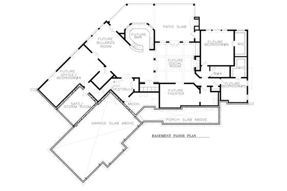 Floor Plan - Lower Floor for Craftsman House Plan #54-381 - 4 bed, 3.5 bath