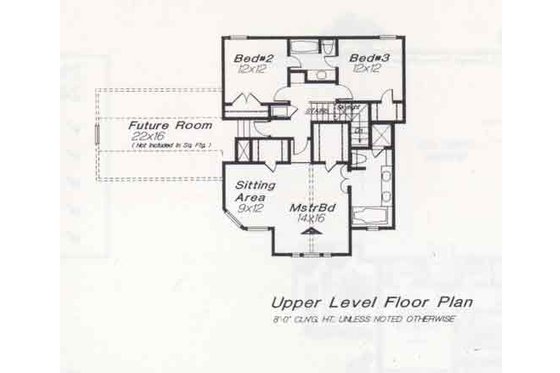 Floor Plan - Upper Floor for Colonial House Plan #310-818 - 3 bed, 0 bath