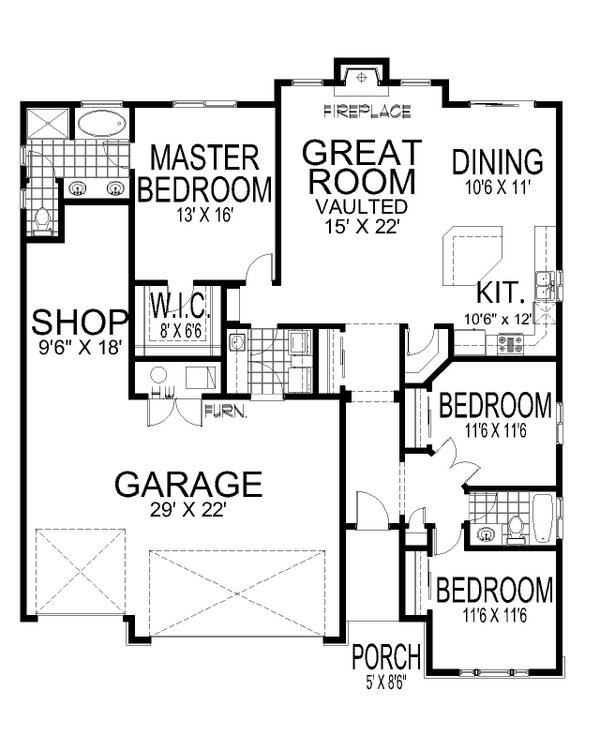 Home Plan - Craftsman Floor Plan - Main Floor Plan #112-285