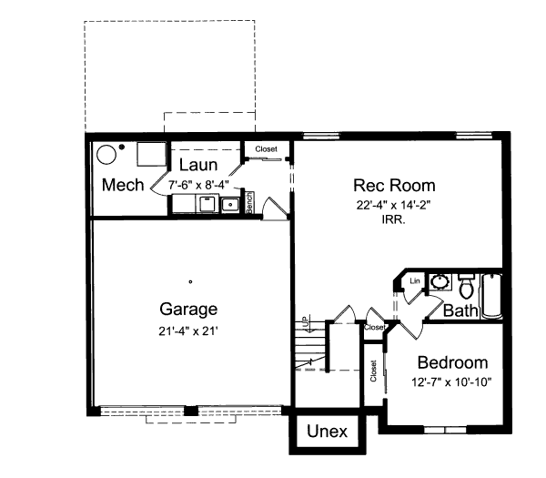Architectural House Design - Craftsman Floor Plan - Lower Floor Plan #46-501