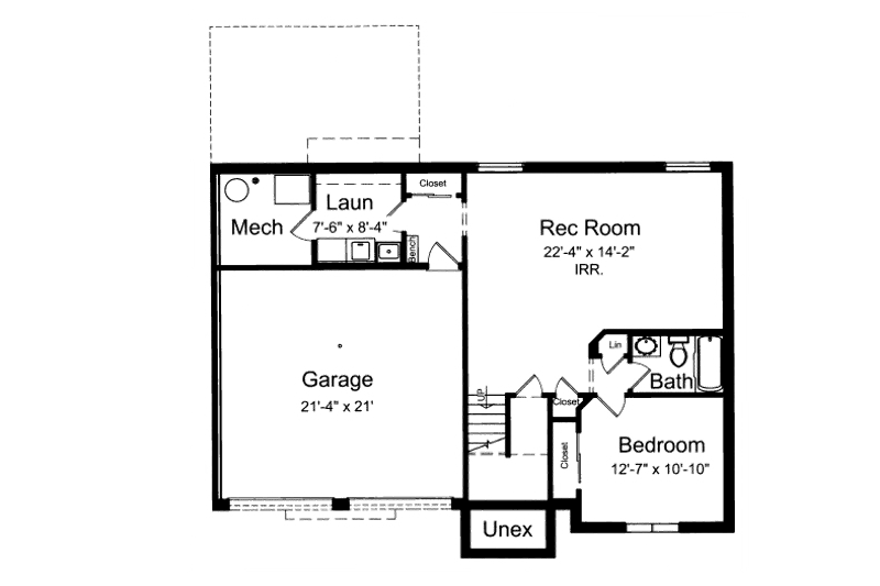 Home Plan - Floor Plan - Lower Floor for Craftsman House Plan #46-501 - 3 bed, 2 bath