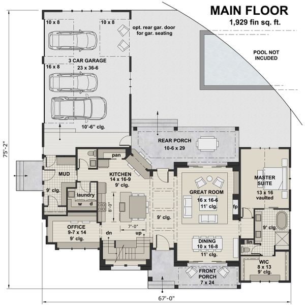 House Plan Design - Farmhouse Floor Plan - Main Floor Plan #51-1139