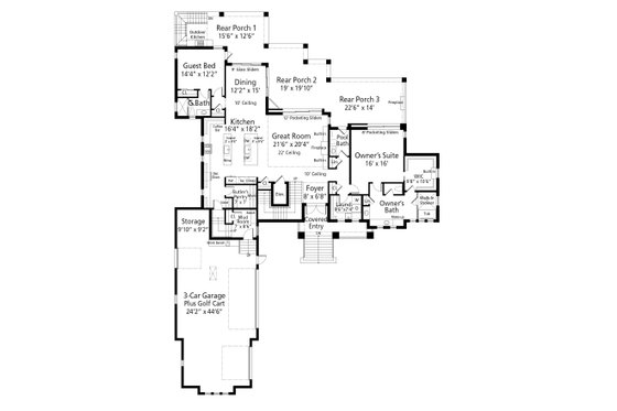 Floor Plan - Main Floor for Cottage House Plan #938-153 - 5 bed, 5.5 bath