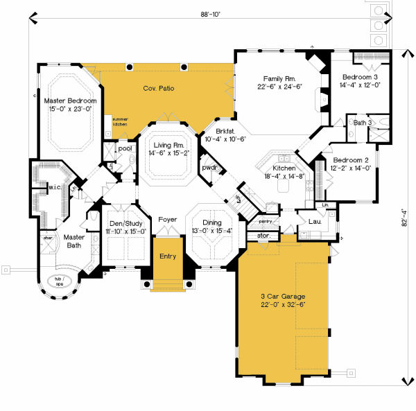 Mediterranean Floor Plan - Main Floor Plan #135-192