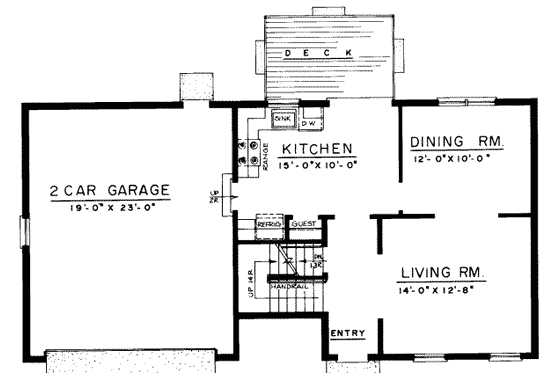 Floor Plan - Main Floor for Colonial House Plan #303-287 - 3 bed, 2 bath