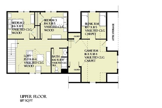 Floor Plan - Upper Floor for Craftsman House Plan #901-138 - 4 bed, 2.5 bath