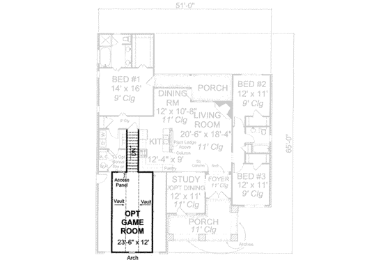 Floor Plan - Other Floor for Traditional House Plan #20-1831 - 3 bed, 2 bath