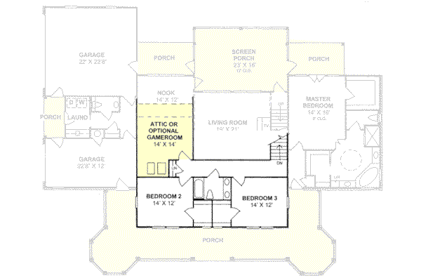 Home Plan - Country Floor Plan - Upper Floor Plan #20-169