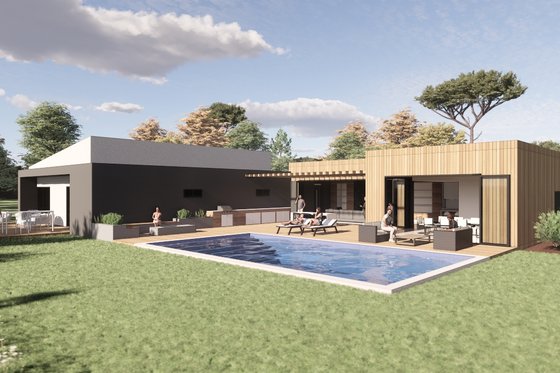 Exterior - Rear Elevation for Modern House Plan #473-4 - 3 bed, 3.5 bath