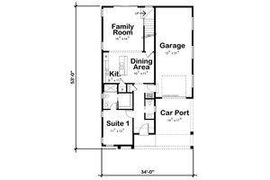 Floor Plan - Main Floor for Modern House Plan #20-2521 - 4 bed, 3.5 bath