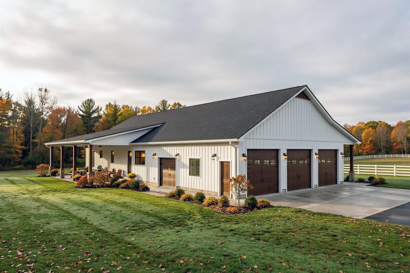 Dream House Plan - Exterior - Rear Elevation 1 for Barndominium House Plan #1084-6 - 3 bed, 2.5 bath