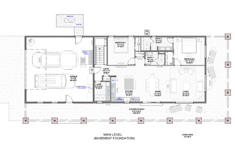 Architectural House Design - Floor Plan - Main Floor 1 for Farmhouse House Plan #1069-25 - 2 bed, 2 bath