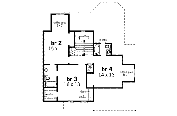 House Design - European Floor Plan - Upper Floor Plan #45-158