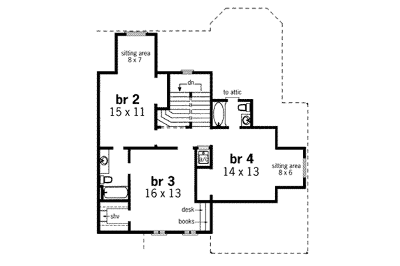 Dream House Plan - Floor Plan - Upper Floor for European House Plan #45-158 - 4 bed, 3.5 bath