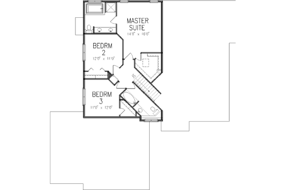 Floor Plan - Upper Floor for Traditional House Plan #320-394 - 3 bed, 3 bath