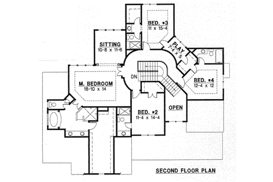 Floor Plan - Upper Floor for Traditional House Plan #67-768 - 4 bed, 4.5 bath