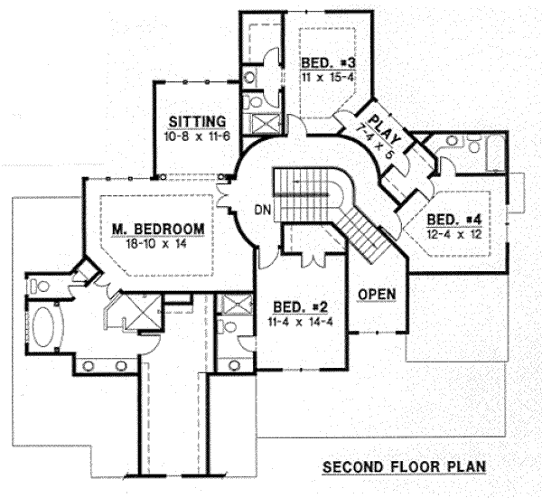 Traditional Floor Plan - Upper Floor Plan #67-768