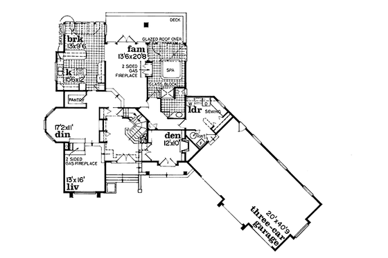 Floor Plan - Main Floor for Modern House Plan #47-198 - 3 bed, 3 bath