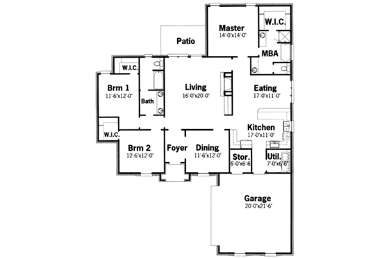 Floor Plan - Main Floor for European House Plan #15-152 - 3 bed, 2 bath