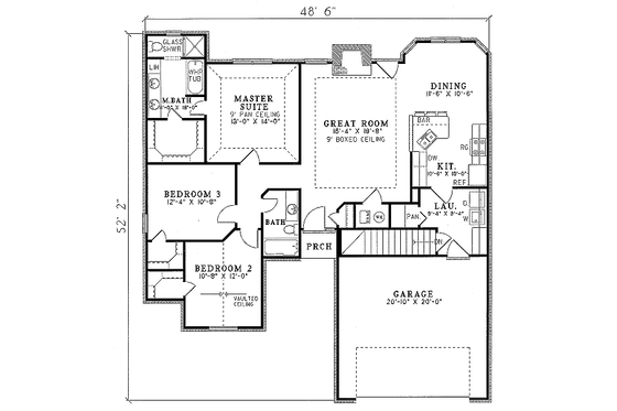Floor Plan - Main Floor for Traditional House Plan #17-118 - 3 bed, 2 bath