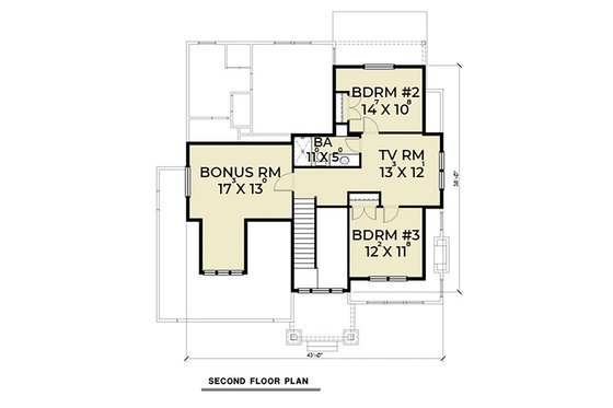 Floor Plan - Upper Floor for Craftsman House Plan #1070-60 - 3 bed, 2.5 bath