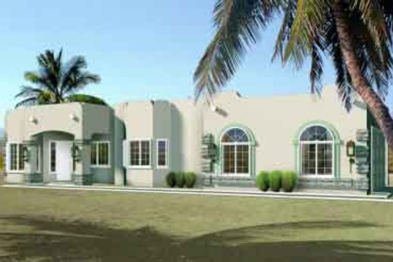 Architectural House Design - Adobe / Southwestern Exterior - Front Elevation Plan #1-1411