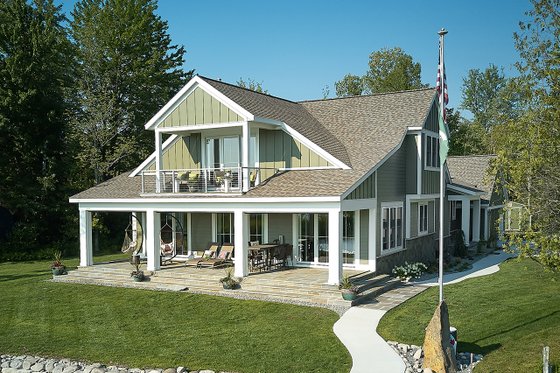 Exterior - Rear Elevation for Bungalow House Plan #928-330 - 3 bed, 2.5 bath