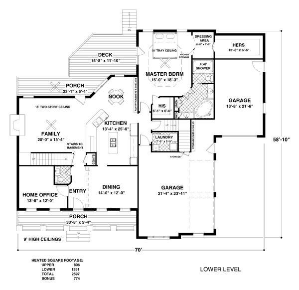 Architectural House Design - Craftsman Floor Plan - Main Floor Plan #56-586