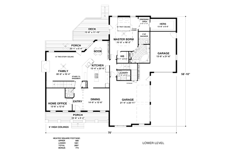 Dream House Plan - Floor Plan - Main Floor for Craftsman House Plan #56-586 - 4 bed, 4.5 bath