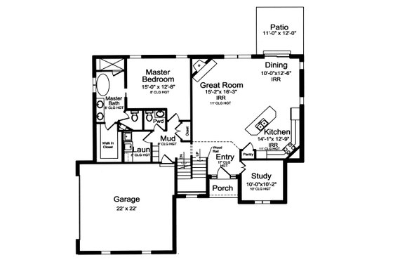 Floor Plan - Main Floor for Traditional House Plan #46-913 - 3 bed, 2.5 bath