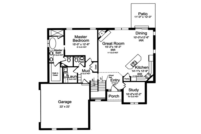 Home Plan - Floor Plan - Main Floor for Traditional House Plan #46-913 - 3 bed, 2.5 bath