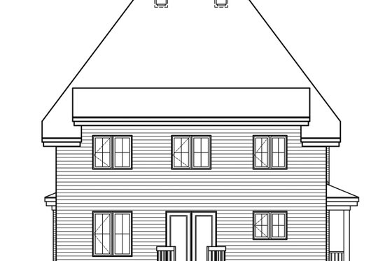 Exterior - Rear Elevation 1 for Farmhouse House Plan #23-864 - 4 bed, 2.5 bath