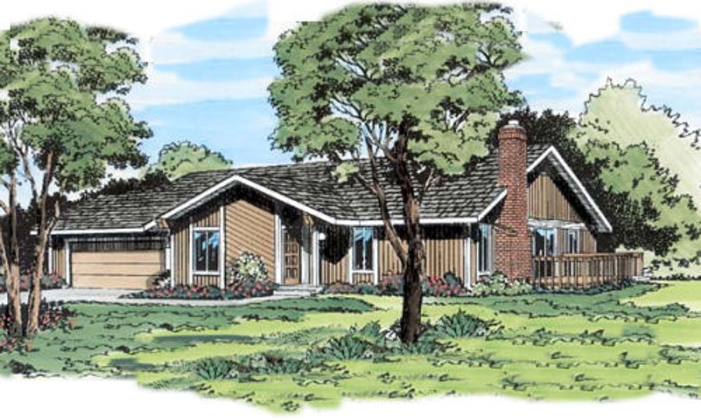 Exterior - Front Elevation 2 House Plan #312-415 - 3 bed, 2 bath