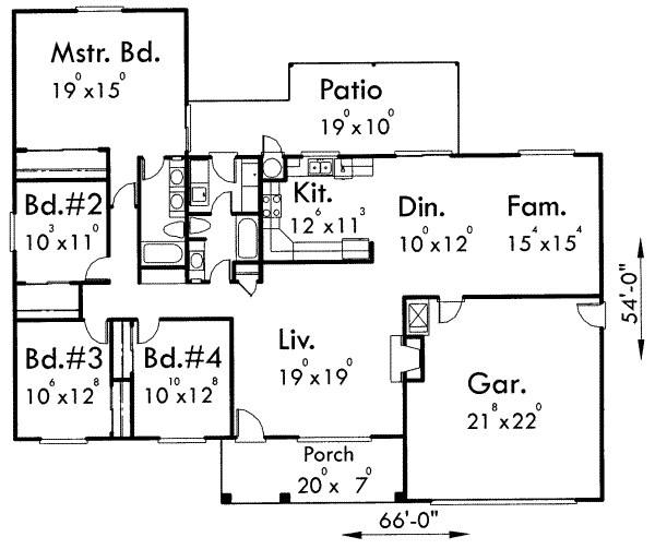 Adobe / Southwestern Floor Plan - Main Floor Plan #303-320