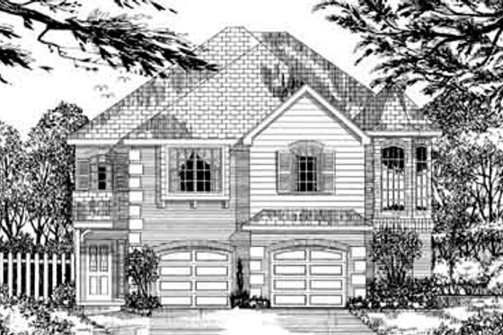 Exterior - Front Elevation for European House Plan #62-137 - 3 bed, 2.5 bath