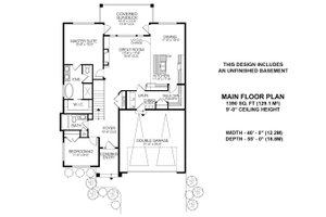 Floor Plan - Main Floor for Farmhouse House Plan #1100-13 - 2 bed, 2 bath