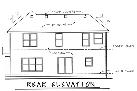 Exterior - Rear Elevation for Craftsman House Plan #20-1775 - 3 bed, 3 bath