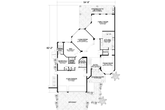 Floor Plan - Main Floor for Mediterranean House Plan #420-291 - 6 bed, 4.5 bath