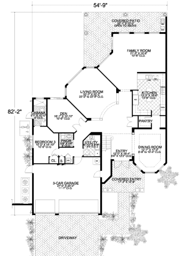 Mediterranean Floor Plan - Main Floor Plan #420-291