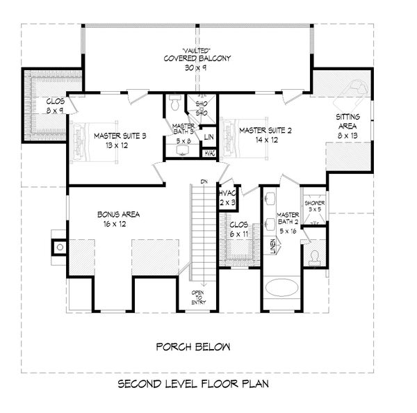 Country Floor Plan - Upper Floor Plan #932-43