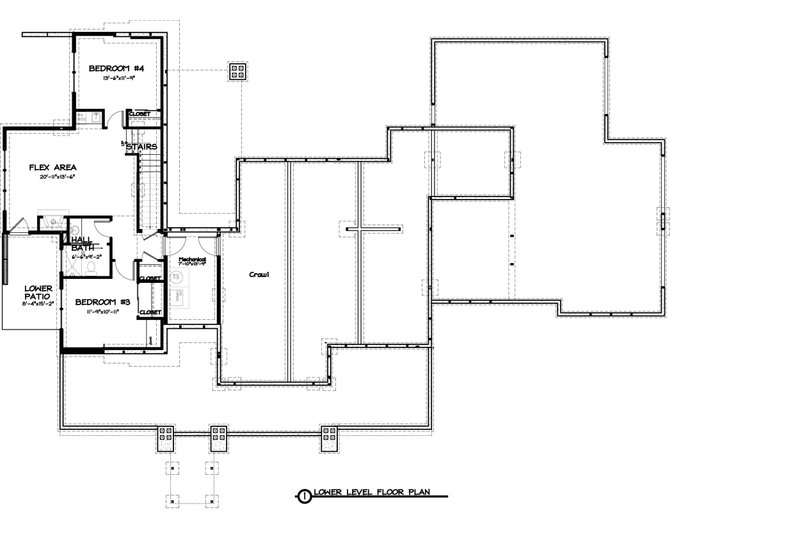 Architectural House Design - Floor Plan - Lower Floor for Ranch House Plan #895-28 - 4 bed, 2.5 bath