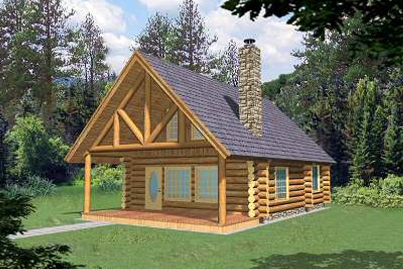 Home Plan - Log Exterior - Front Elevation Plan #117-500