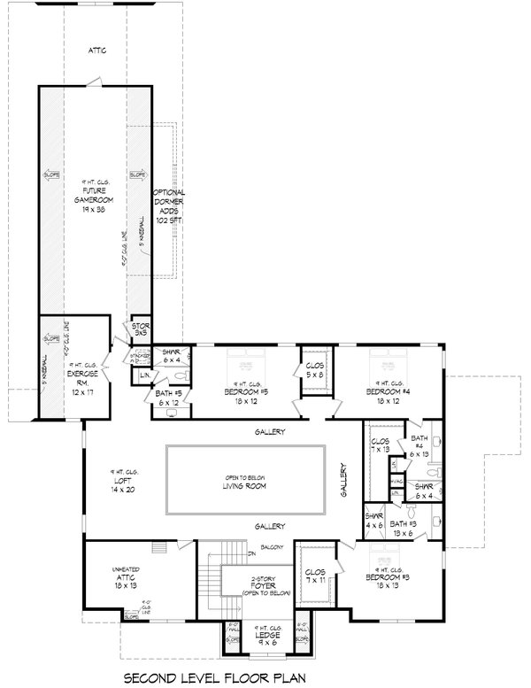 Dream House Plan - Floor Plan - Upper Floor for Farmhouse House Plan #932-1461 - 5 bed, 5.5 bath