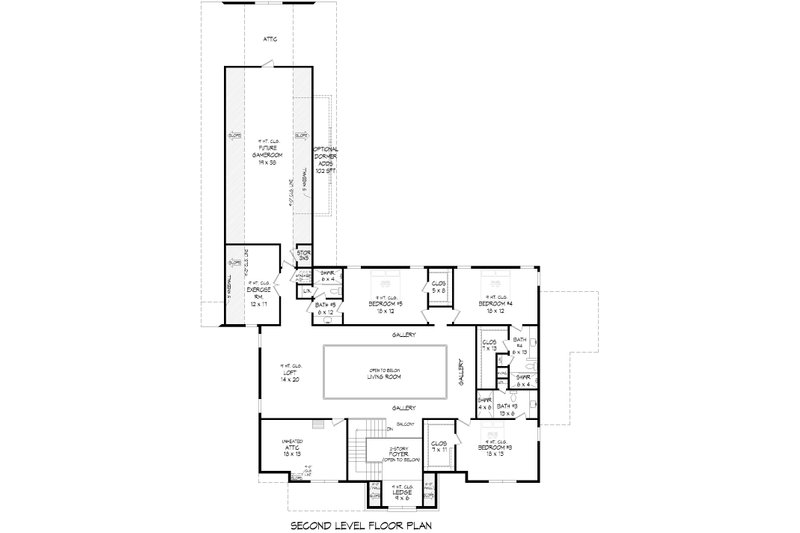 Dream House Plan - Floor Plan - Upper Floor for Farmhouse House Plan #932-1461 - 5 bed, 5.5 bath