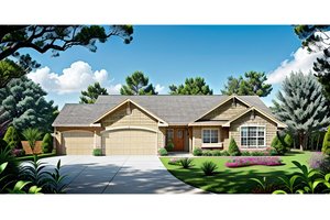 Exterior - Front Elevation for Ranch House Plan #58-174 - 3 bed, 2 bath