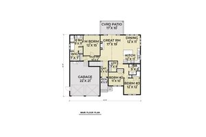 Floor Plan - Main Floor for Farmhouse House Plan #1070-97 - 4 bed, 3 bath